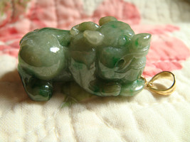 Chinese Jadeite Jade Pendant Of A Fo Dog #2 - $928.99