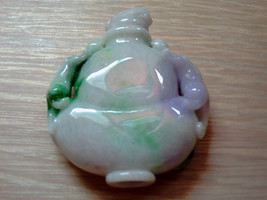 Certified Natural Grade A Green Jade Carved Chinese Snuff Bottle - £375.27 GBP