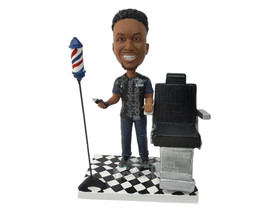 Custom Bobblehead Barber With His Chair And A Hair Clipper - Careers &amp; Professio - £135.09 GBP