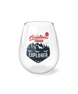 Personalized Stemless Wine Glass with Mountain Range and Pine Forest Des... - £18.64 GBP