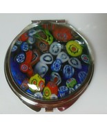 Vintage Silver-tone Murano Millefiori Glass 2-Sided Mirrored Compact - €23,00 EUR