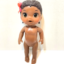 Hasbro Baby Alive African American Doll Pink Red  Bow Molded Hair Nude 13&quot; - $13.59