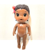 Hasbro Baby Alive African American Doll Pink Red  Bow Molded Hair Nude 13&quot; - £10.66 GBP
