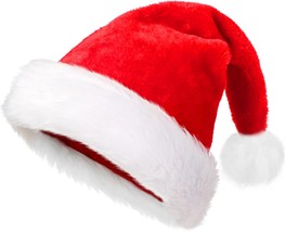 Christmas Hat Santa Hat Adults Soft Velvet Comfortable and Thickened Holiday Hat - £12.81 GBP