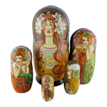 Nesting Dolls 7&quot; 5 Piece, Sarah Bernhardt Artist Hand Made Russian Matryoshka - $82.23