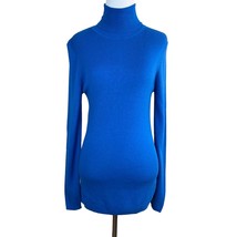 Ann Taylor Turtleneck Sweater Womens Large Blue Cashmere Blend Long Sleeve Slim - £39.14 GBP