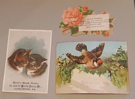 Lot 1880 Antique 3pc Herr&#39;s Book Store Lancaster Pa Trade Cards - £27.57 GBP