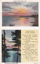 Maine ME Sunset on Square Lake Evening on Togue Pond Poem 1930 Postcard C24 - £2.35 GBP