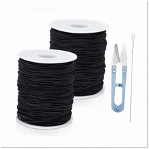 330 Feet Black Elastic Bracelet String Set - 2 Rolls of High-Quality 1mm, 1.2mm, - £16.81 GBP