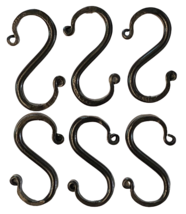 6 Wrought Iron 3 inch S Hooks - Hand Forged Hook Set with Scrolls AMISH USA - $22.97