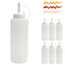 6 Clear Plastic Squeeze Bottle 12Oz Condiment Ketchup Mustard Oil Mayo Dispenser - £27.24 GBP