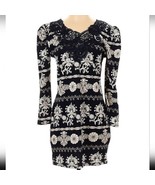 Pretty Angel Linen Blend Lace Floral Long Sleeve Mini Dress Small Womens... - $14.46
