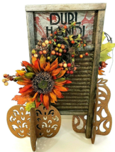 Vintage Columbus Washboard Sunflower &amp; Pumpkin Arrangement on 18.25&quot; x 1... - £18.37 GBP