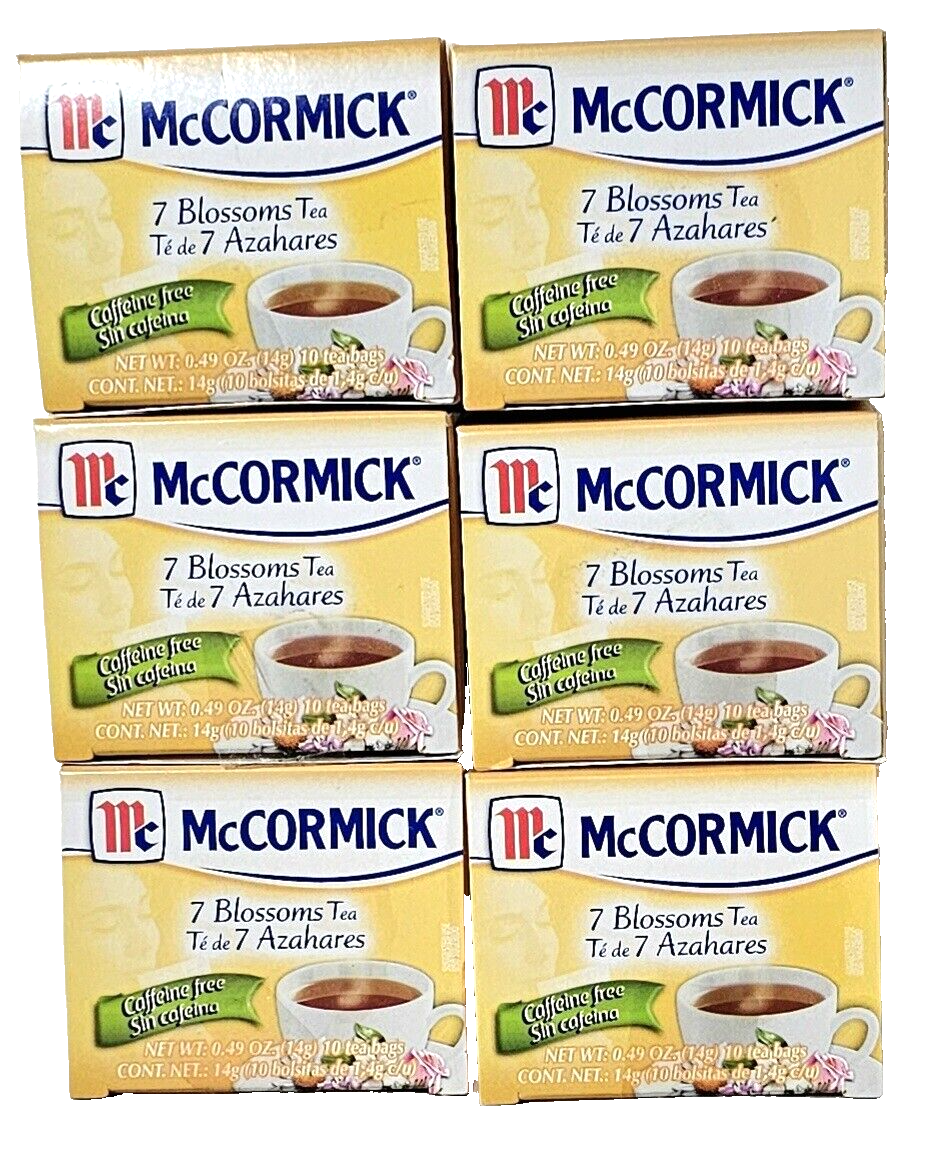 6 Pack McCormick 7 Blossoms Tea 10 Bags Caffeine Free. 49 Oz  bb 1-8-25 - £19.92 GBP