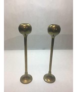 VINTAGE Brass CANDLE Sticks TALL Made in INDIA Bulb Top MCM Round BASE P... - £31.72 GBP