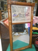 Outstanding Vintage Wood Hall Entry Mirror With Courier &amp; Ives The Sleigh Race - £75.64 GBP