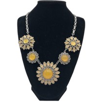 Lia Sophia Yellow Sunflower Rhinestones Women&#39;s Statement Necklace Chunky - £23.65 GBP