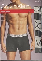 Calvin Klein 3 Men&#39;s Microfiber Trunks Large 36-38 Black  NP2213 - $29.99