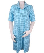 Lands End Dress Womens M Blue Blossom Gingham Short Sleeve 1/4 Zip Swim ... - $37,542.38 MXN