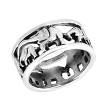 Loving Mother and Baby Elephant Parade Sterling Silver Ring-7 - £19.10 GBP