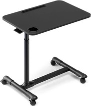 Overbed Table with Wheels, Rolling Tray Laptop Table w/ Tablet and Cup Holders - £36.76 GBP