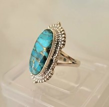 Dainty Blue Copper Turquoise 925 Sterling Silver Handmade Jewelry Ring Size 6 - £11.86 GBP