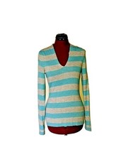 Banana Republic Sweater Grey Blue Nylon Wool Cashmere Blend Size XS V Neck - $30.70