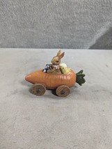 Bunny With Chick In Carrot Car Easter Decoration 3” Tall - £8.17 GBP