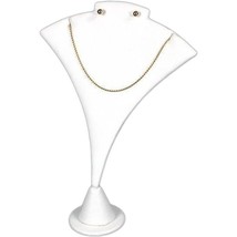 White Faux Leather Earring &amp; Necklace Jewelry Display Stand 5 1/2&quot; x 7 1/4&quot; - £6.22 GBP