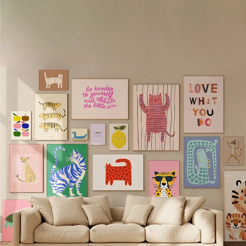 Digital 8 Poster Art Kids Room Modern illustration Colorful Design Wall ... - $15.00