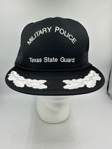 Vtg Texas State Guard Hat Military Police Cap Scrambled Eggs Rope Black READ - £8.54 GBP