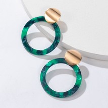 New Geometric Green Large Acrylic Hoop Earrings for Women  Fashion Statement Res - £10.50 GBP