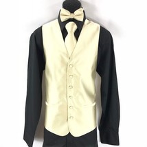 Bruno Piattelli Roma Men&#39;s Beige Tuxedo Formal 4 Piece Vest Tie Bow Tie ... - $44.99