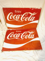 Vintage Pair Of Metal Coca-Cola Signs- 36&quot; X 24&quot;X 1.5&quot; - AM57 - £320.73 GBP