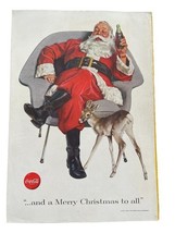 Coca Cola Vintage 1956 Ad Drink Soda Pop Coke Bottle Santa Claus Baby Deer - $14.00