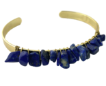 Goldtone &quot;AZuCar&quot; Cuff Bracelets with Unpolished Iolite Stones - £5.97 GBP