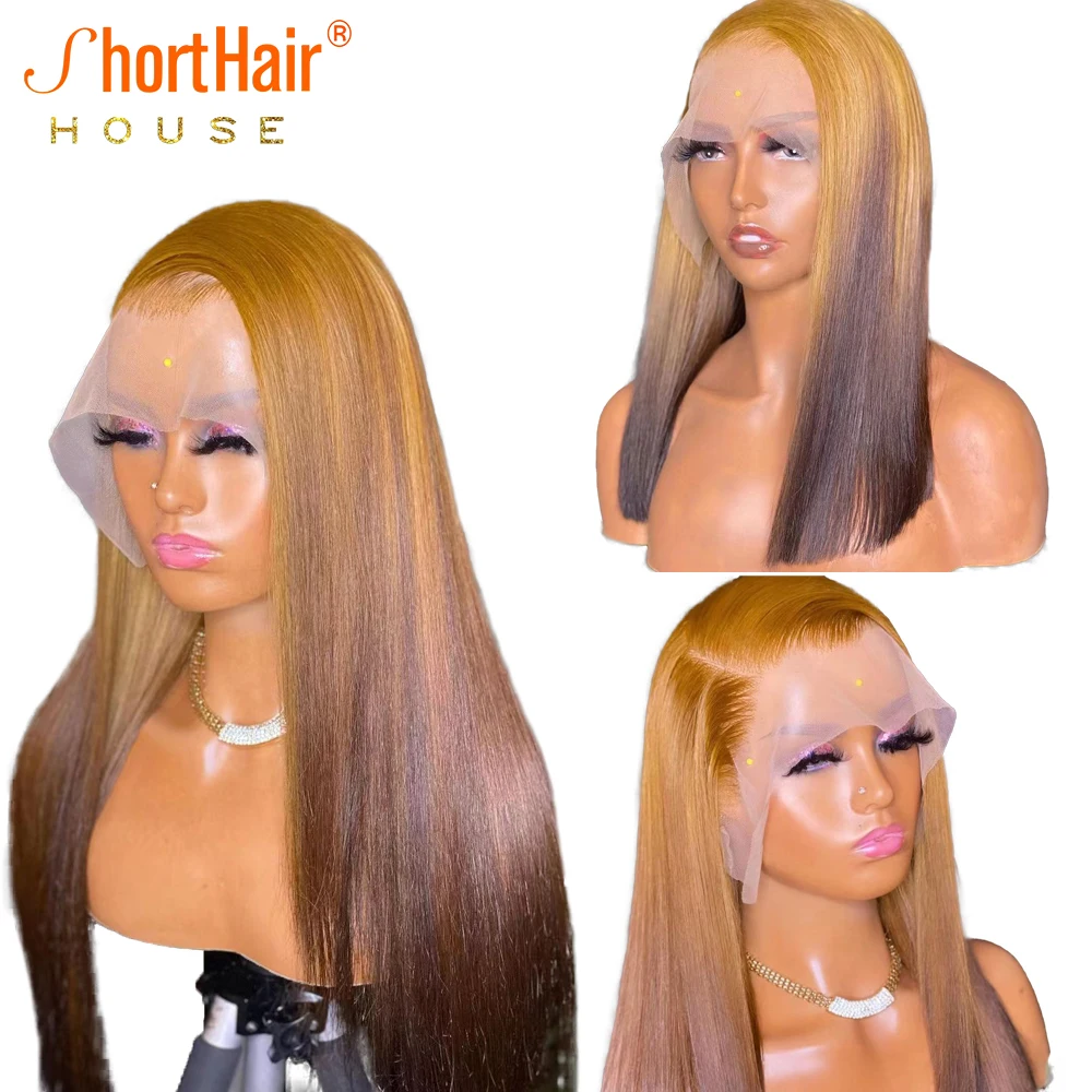 Transparent Lace Bob Wig Ombre Bone Straight 13x6 Lace Front Human Hair Wigs - £74.21 GBP+