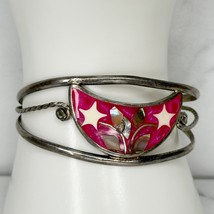 Vintage Alpaca Mexico Silver Tone Abalone Shell and Star Inlay Cuff Bracelet - £19.37 GBP