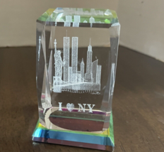 Lazer Art Glass New York Skyline 3D Crystal Paperweight w/ Gift Box 2.5x... - £9.64 GBP