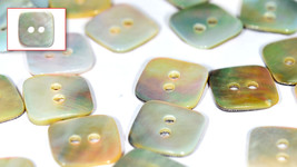 Set of Natural (Square) Mother of Pearl Shirt/Blouse Buttons (15 Pieces) 2 Holes - £3.18 GBP