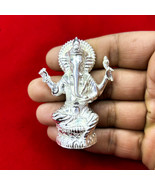 Solid 925 Silver Ganesh Statue, Pure Silver Hindu God Idol Ganesh Figurine - $699.00