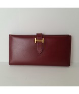 Hermes Bearn Maroon Swift Leather Wallet - $599.00