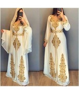 White Abaya Dress Dubai Ramadan Gown Casual Kaftan Moroccan Maxi Long ki... - $80.17