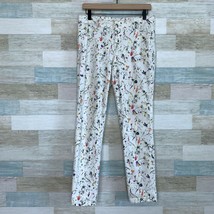 AJ Andrea Jovine Floral Skinny Jeans White Mid Rise Stretch Denim Womens 8 - $19.79