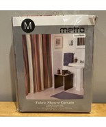 Metro Luxe Striped Red Orange Gold Fabric Shower Curtain 72 X 72&quot; NOS - $40.72 CAD