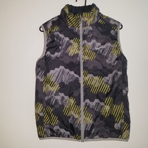 Nike Black Reversible Puffer Vest Full-Zip Youth Small Boy Girl Gray Neon - £18.16 GBP