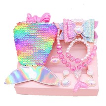 Mermaid Accessories Jewelry Set Girls Birthday Gift Sequins Purse Necklace Brace - $22.10