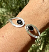 925 Sterling Versilber Natur Schwarz Onyx Manschettenarmreif, Armband Sc... - $16.75