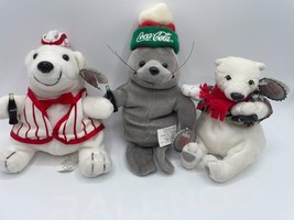 Vintage Coca Cola Plush Lot Polar Bears &amp; Seal 1997-1999 Stuffed Animals Coke - £7.46 GBP