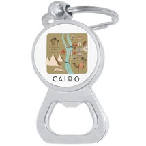 Cairo Bottle Opener Keychain - Metal Beer Bar Tool Key Ring - £8.60 GBP